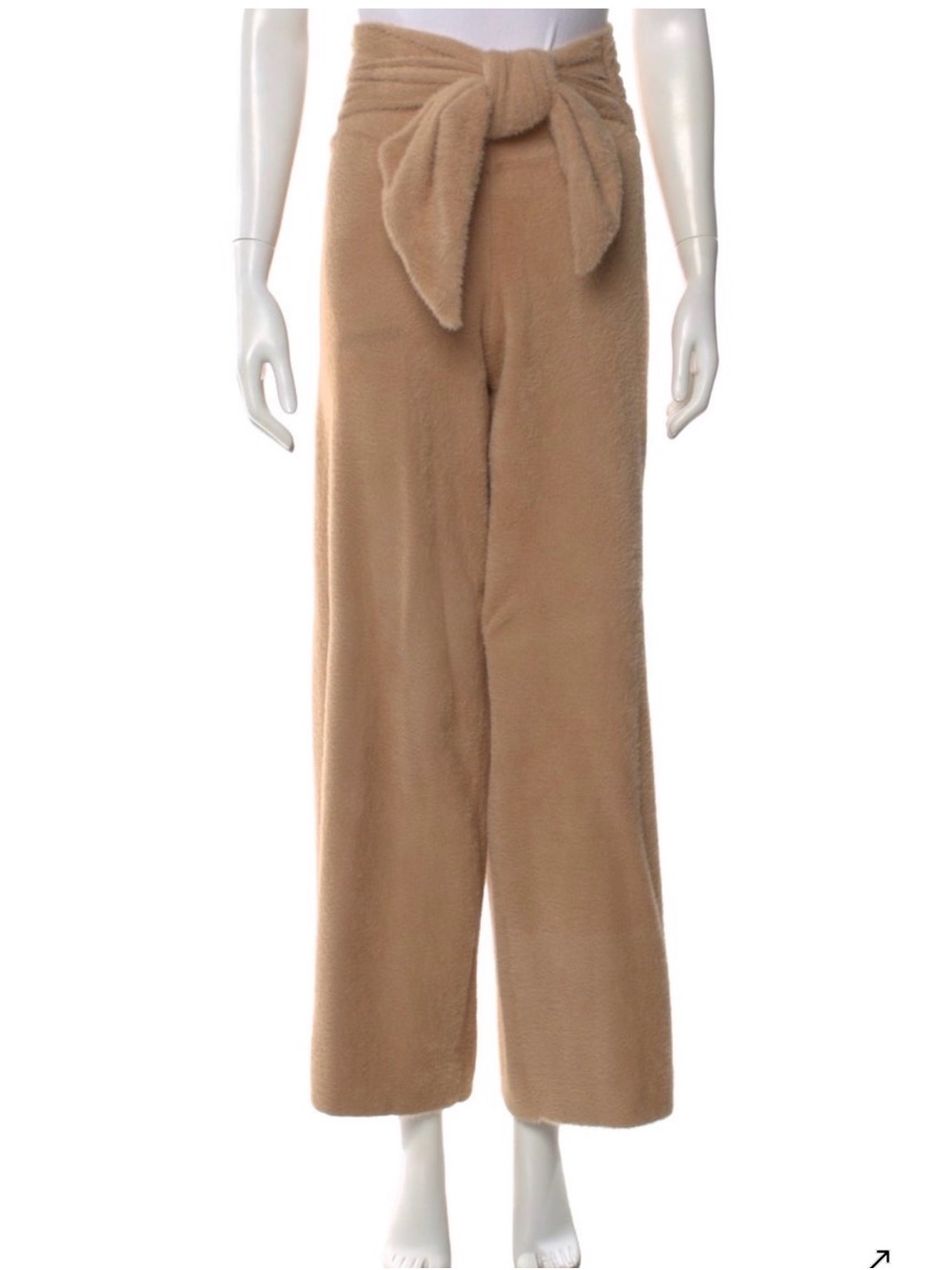 Simon Miller Camel Faux Fur Wide-Leg Tie-Waist Pants